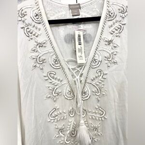 Chico's White Embroidered Top